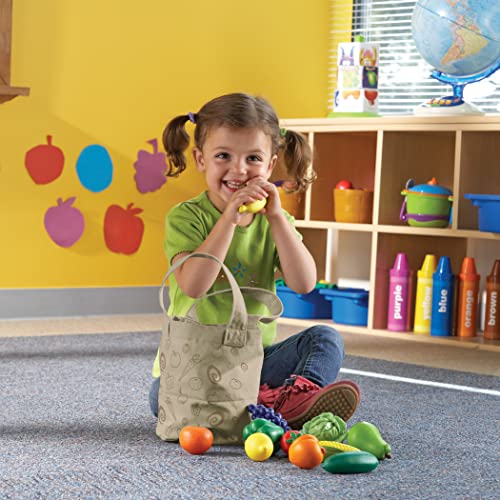 Learning Resources- Bolsa de la Compra con Frutas y Verduras recién recolectadas New Sprouts, Color (LER9722)