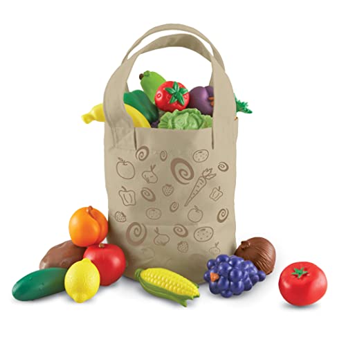 Learning Resources- Bolsa de la Compra con Frutas y Verduras recién recolectadas New Sprouts, Color (LER9722)