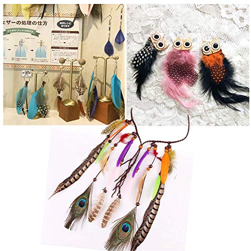 LEBENSWERT Coloridas plumas de gallina con perlas para manualidades, 300 unidades, 8-15 cm, plumas de colores para manualidades, decoración para máscaras, sombreros o joyas para el pelo, 10 colores