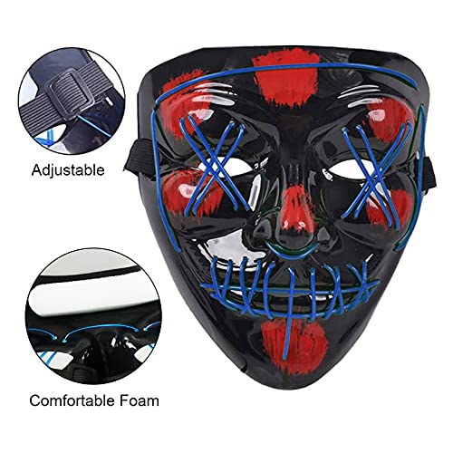 LED Máscaras Halloween, Purge Mask para Carnaval, Led Mascaras 3 Modos de Lluminación, Adultos LED Mask para Fiestas de Disfraces, Navidad, Carnavales, Cosplay