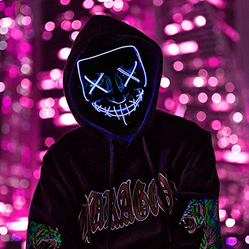 LED Máscaras Halloween, Purge Mask para Carnaval, Led Mascaras 3 Modos de Lluminación, Adultos LED Mask para Fiestas de Disfraces, Navidad, Carnavales, Cosplay