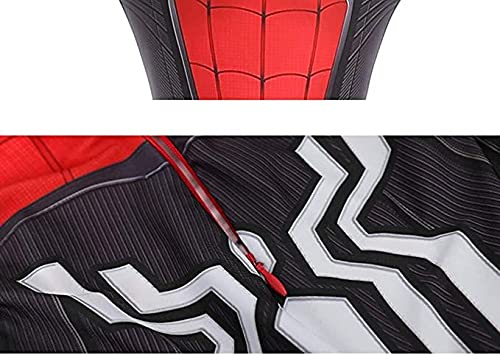 Leezeshaw Disfraz de araña de superhéroe, unisex, para adultos, lycra y lycra Zentai Spider Verse Miles Morales, mono de Halloween Cosplay