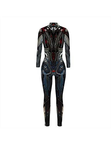 Leezeshaw Disfraz de Ultron para mujer, disfraz de Halloween 3D de Los Vengadores Ultron de lycra Unitard para mujer, S-XL