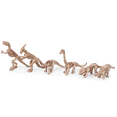 Leftwei Modelo de Esqueleto de Dinosaurio, Figuras educativas de Dinosaurios de Juguete de 6 Piezas para exposición de Historias(Retro Color)