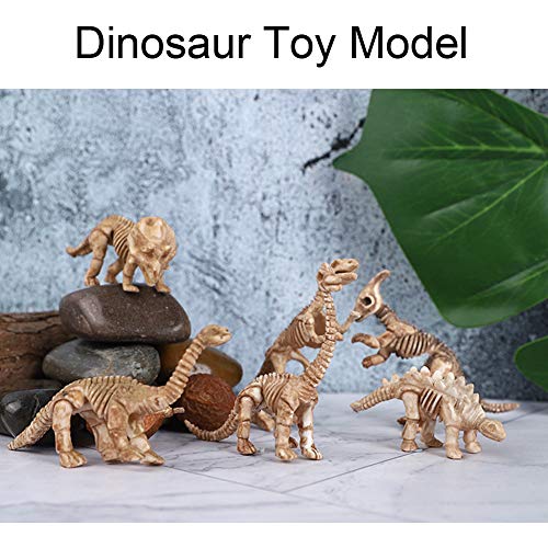 Leftwei Modelo de Esqueleto de Dinosaurio, Figuras educativas de Dinosaurios de Juguete de 6 Piezas para exposición de Historias(Retro Color)