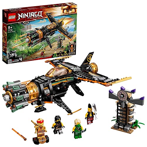 Lego  71736 Ninjago Legacy Destructor De Roca, Avión De Juguete con Prisión Y Mini Figura Dorada Coleccionable +  71745 Ninjago Chopper De La Jungla De Lloyd Juguete De Construcción