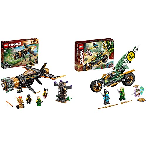 Lego  71736 Ninjago Legacy Destructor De Roca, Avión De Juguete con Prisión Y Mini Figura Dorada Coleccionable +  71745 Ninjago Chopper De La Jungla De Lloyd Juguete De Construcción