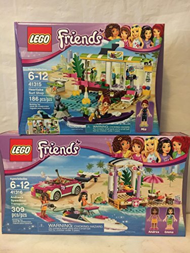 LEGO Friends Tienda de surf de Andrea's Speedboat Transporter & LEGO Friends Heartlake