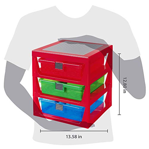 LEGO Sistema de estante de almacenamiento de 3 cajones, en rojo