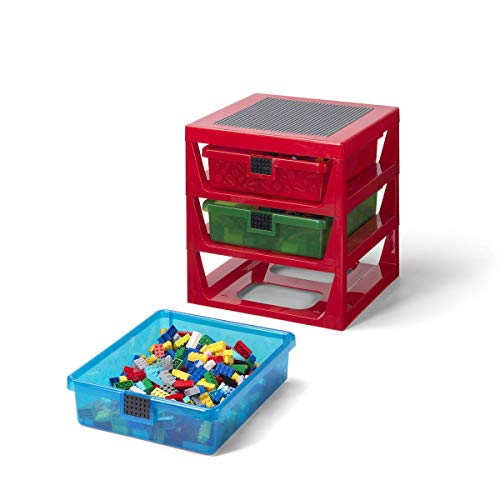 LEGO Sistema de estante de almacenamiento de 3 cajones, en rojo