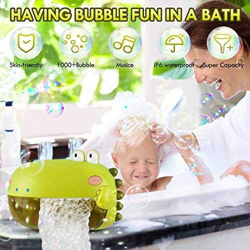 Lehoo Castle Juguetes de baño para bebé, dinosaurios, máquinas de pompas de jabón con música, juguete para bañera con capacidad de 250 ml