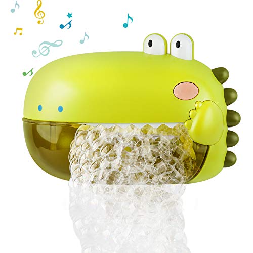 Lehoo Castle Juguetes de baño para bebé, dinosaurios, máquinas de pompas de jabón con música, juguete para bañera con capacidad de 250 ml