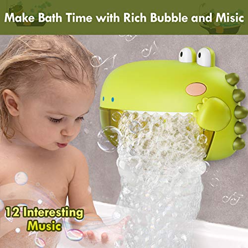 Lehoo Castle Juguetes de baño para bebé, dinosaurios, máquinas de pompas de jabón con música, juguete para bañera con capacidad de 250 ml