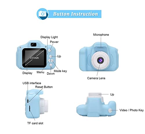 Lerkely Camara para Niños, Niños Cámara Digital, 2 Pulgadas 1080P Tarjeta de 32GB TF, Regalos Ideales para Niños Niñas de 3-12 Años (Azul)