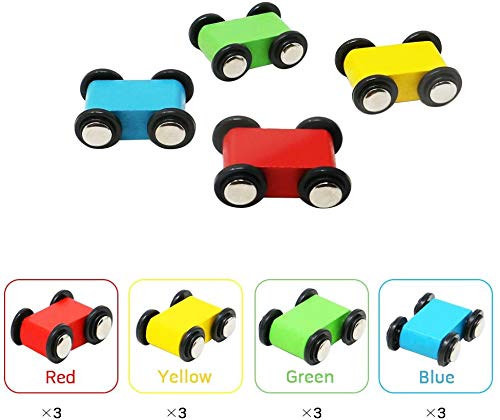 Lewo 12 Piezas Coches de Juguetes Circuito de Coches Madera Autos Juguetes de Pista de Madera Juegos de Coches Rampa de Coche Juguetes de Madera para Niños Pequeños Bebé