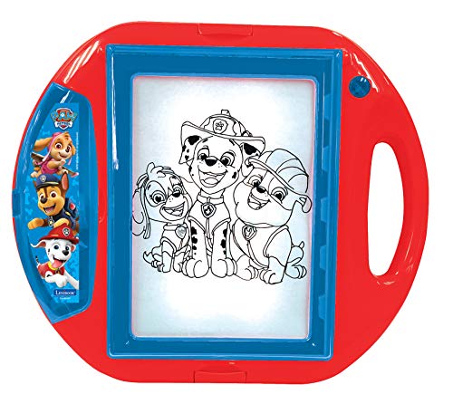 LEXIBOOK Paw Patrol Proyector de Dibujo, 4 Sellos, 10 Plantillas, Pantalla Luminosa, 1 rotulador Incluido, Juguete artístico y Creativo, Rojo/Azul