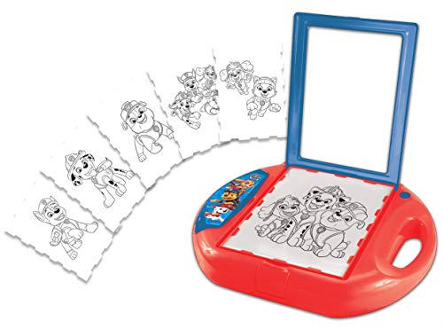 LEXIBOOK Paw Patrol Proyector de Dibujo, 4 Sellos, 10 Plantillas, Pantalla Luminosa, 1 rotulador Incluido, Juguete artístico y Creativo, Rojo/Azul