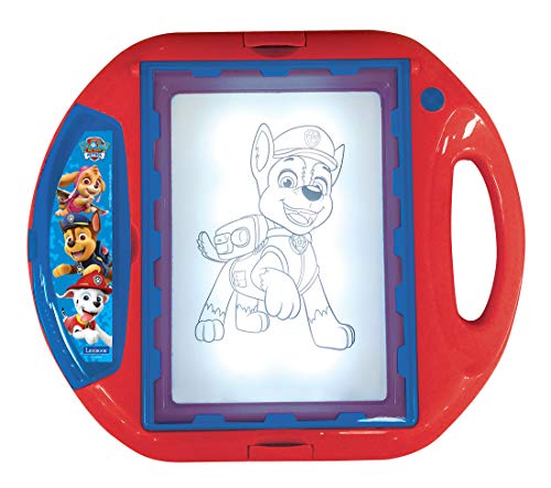 LEXIBOOK Paw Patrol Proyector de Dibujo, 4 Sellos, 10 Plantillas, Pantalla Luminosa, 1 rotulador Incluido, Juguete artístico y Creativo, Rojo/Azul