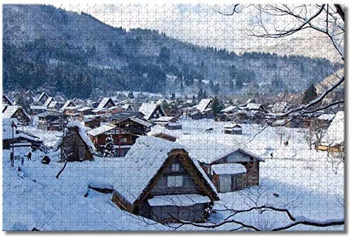 LFNSTXT Shirakawa-Go Gifu Japón Rompecabezas para adultos y niños, 1000 piezas, juego de rompecabezas de madera para regalos, decoración del hogar, recuerdos especiales de viaje