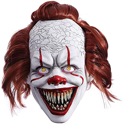 LHGXQ-Dp Máscara De Payaso Malvado De Halloween, Disfraz De Joker De Látex Asesino Espeluznante con Pelo Rojo, Accesorios De Casa Embrujada Cosplay para Adultos,As Shown,One Size