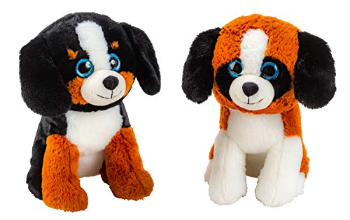 Lifestyle & More Peluche para Perro marrón / Blanco o Negro / Blanco con Ojos Grandes Peluche para Perro de 30 cm de Altura Aterciopelado Suave - to Love