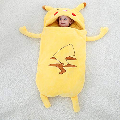 Lindo bebé saco de dormir grueso cálido otoño e invierno recién nacido anti-patada invierno niño bebé saco de dormir edredón 80cm0-18 meses-Pikachu_80cm saco de dormir para niños