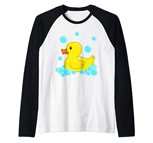 Lindo Pato Amarillo Duckie Juguetes De Baño De Goma Patito Camiseta Manga Raglan