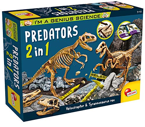 Lisciani - I'm a Genius Dinosaurios Depredadores 2 en 1 - Juego educativo científico para niños a partir de 7 años, 84630