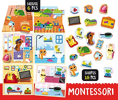 Lisciani - Montessori - La casita de los animales - Juego Educativo preescolar para niños a partir de 3 años (80120)