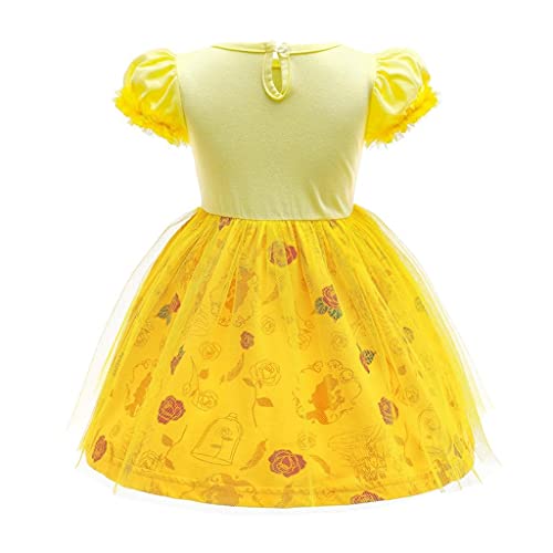 Lito Angels Disfraz de Princesa Belle Vestido Bella y la Bestia para Bebe Niña, Talla 12-18 meses, Amarillo