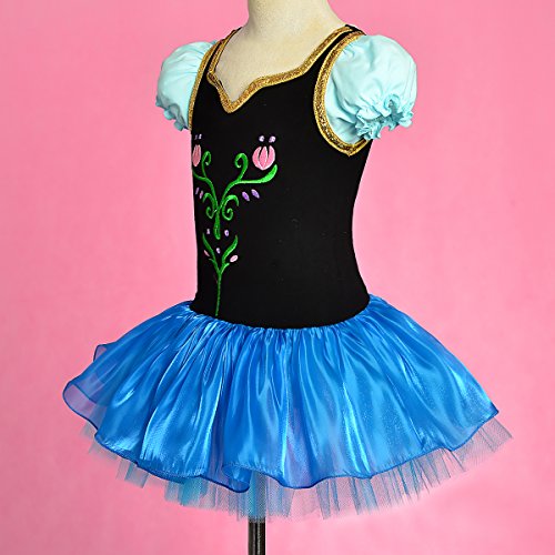 Lito Angels Disfraz Tutu de Princesa Anna para Niñas, Reino del Hielo Bailarina de Ballet Vestido de Danza Maillot de Baile con Falda, Talla 6 7 Años, Azul