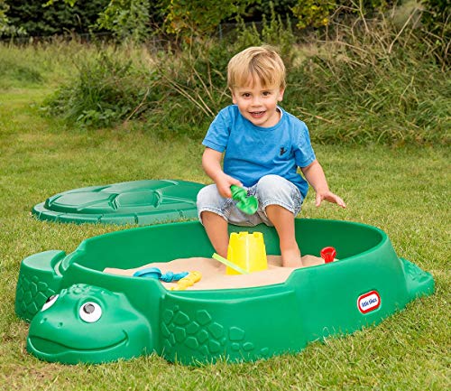 Little Tikes Arenero de Tortuga para el Jardín- Seguro y Portátil, Funciona como Caja de Almacenamiento para Exteriores. Estimula la Creatividad. Juguete para el Jardín para Niños a Partir de 12 Meses