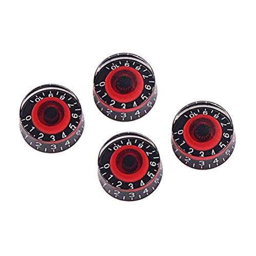 LIXBD 4 pomos de amplificador de control de pedal de efecto acrílico para guitarra eléctrica bajo (negro y rojo)