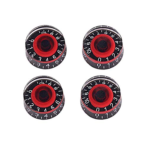 LIXBD 4 pomos de amplificador de control de pedal de efecto acrílico para guitarra eléctrica bajo (negro y rojo)