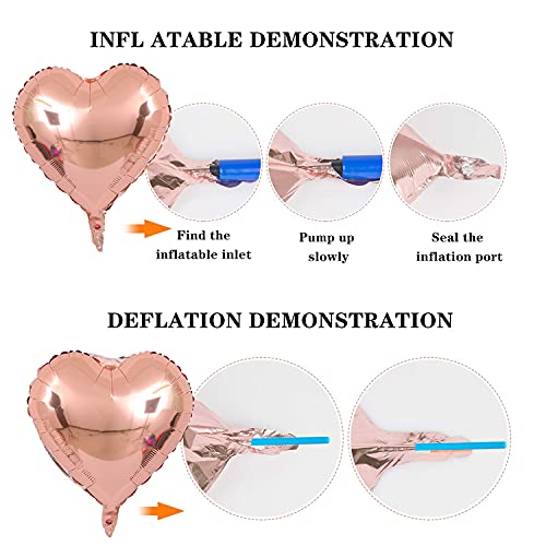 LIZHIGE 25 Globos de Papel de Aluminio,Globos en Forma de Corazón para la Decoración del Partido Propuesta de Matrimonio Boda Aniversario Cumpleaños Decoración de Helio Regalo(Oro Rosa)