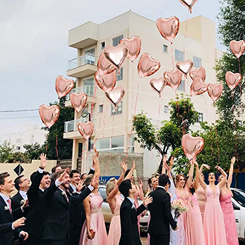 LIZHIGE 25 Globos de Papel de Aluminio,Globos en Forma de Corazón para la Decoración del Partido Propuesta de Matrimonio Boda Aniversario Cumpleaños Decoración de Helio Regalo(Oro Rosa)