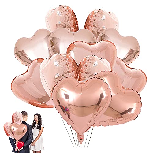 LIZHIGE 25 Globos de Papel de Aluminio,Globos en Forma de Corazón para la Decoración del Partido Propuesta de Matrimonio Boda Aniversario Cumpleaños Decoración de Helio Regalo(Oro Rosa)