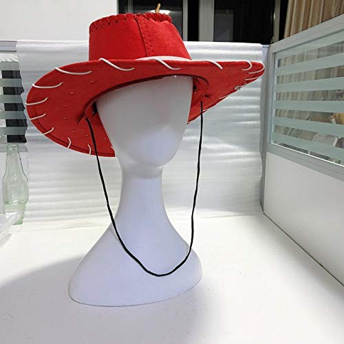 LJYNB Juguetes de película de Halloween Jessie cosplay peluca   vaquera pelo rojo con sombrero   Juego de roles Peluca trenzada de Jessie con gorra Sombrero de talla única