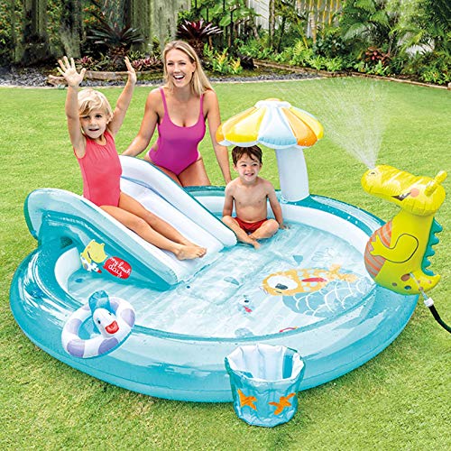 LK-HOME Piscinas Desmontables,Piscina Engrosada, Juegos De Juguete De Jardín Interior Y Exterior, Pequeño Parque Acuático De Verano, Piscina Inflable con Tobogán para Niños En Casa