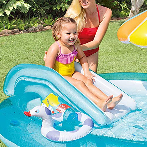 LK-HOME Piscinas Desmontables,Piscina Engrosada, Juegos De Juguete De Jardín Interior Y Exterior, Pequeño Parque Acuático De Verano, Piscina Inflable con Tobogán para Niños En Casa