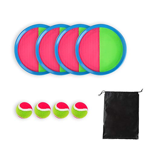 Locisne Toss y Catch Paddle Game Set Disco de paletas y Juego de Lanzamiento de Pelota Juego Atrapa Pelotas 4 paletas y 4 Bolas