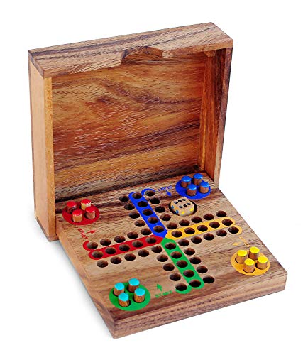 Logica Juegos Art. Ludo - Parchís - Juego de Bolsillo - Juego de Mesa de Madera Preciosa - Juegos De Viaje