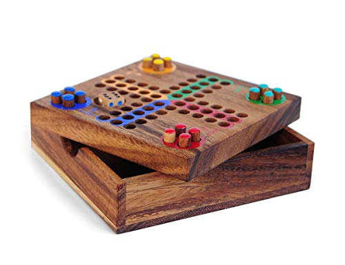 Logica Juegos Art. Ludo - Parchís - Juego de Bolsillo - Juego de Mesa de Madera Preciosa - Juegos De Viaje