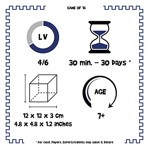 Logica Juegos Art. Puzzle 15+16 - Juego del 15 - 2 Retos en 1 - Rompecabezas Deslizante de Madera - Serie Euclide