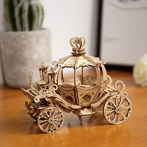 Longwu Rompecabezas 3D dirigible/coche de calabaza/globo de aire caliente/Torre Eiffel de madera Jigsaws DIY artesanía juguete regalo para niños, adolescentes adultos TG302