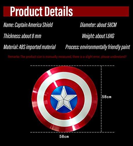 Los Vengadores Marvel Capitán América de ABS Shield Adulto Uno Tamaño 1: 1 Apoyos de Película, Serie Avengers Legends, Réplica de Marvel Prop 58CM A