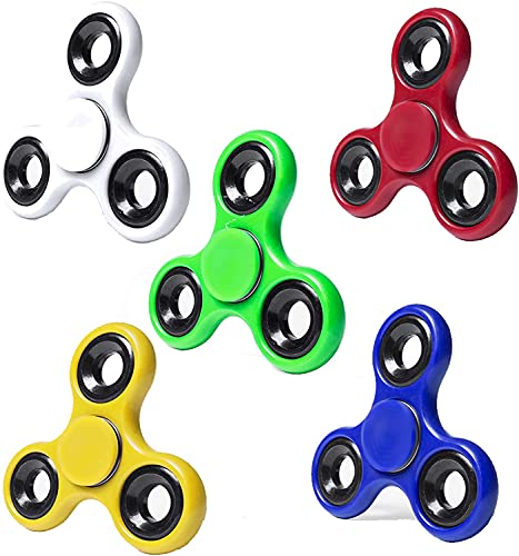 Lote de 25 Spinners de Metal de colores variados rojo, azul, blanco verde y amarillo. Idea Genial para Regalos de Cumpleaños para los Niños de la Clase, Regalos de Comuniones, Bodas… (25)