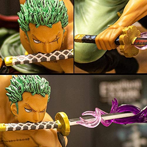 Loveygg Anime 18CM Roronoa Zoro Figure,PVC Figure Statue Action Figure Collectible Figure（Versión de Arma de Efectos Especiales,Regalo del Día de Reyes）