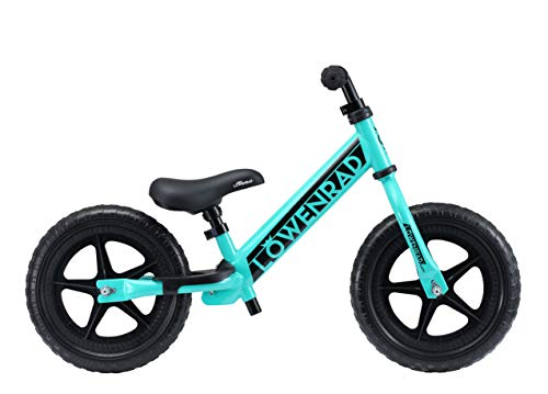 LÖWENRAD Bicicleta sin Pedales para niños y niñas a Partir de 3 - 4 año, Bici 12" Ligero (3KG) con sillín y manubrio Regulable, Turquesa