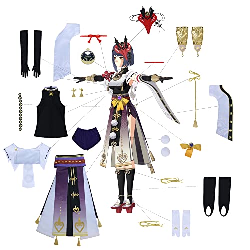 LTAKK Juego Genshin Impacto Cosplay Disfraz Cosplay Traje Traje Halloween Cosplay Uniforme Conjunto Completo, Sara, S